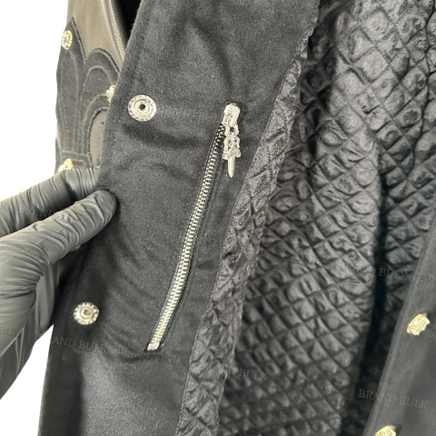 Chrome Hearts LETTERMAN Leather Jacket with Cemetery Cross & BS Fluer