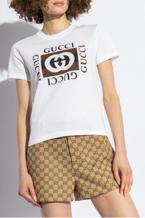 WHITE T-shirt with printed logo