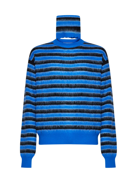 Striped Roll-Neck Knitted Jumper