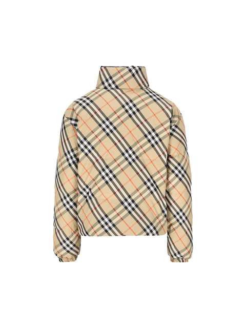 Reversible Checked Zipped Puffer Jacket