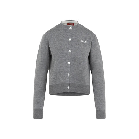 Logo Embroidered Button-Up Cardigan