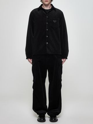 Black Corduroy Cargo Trousers