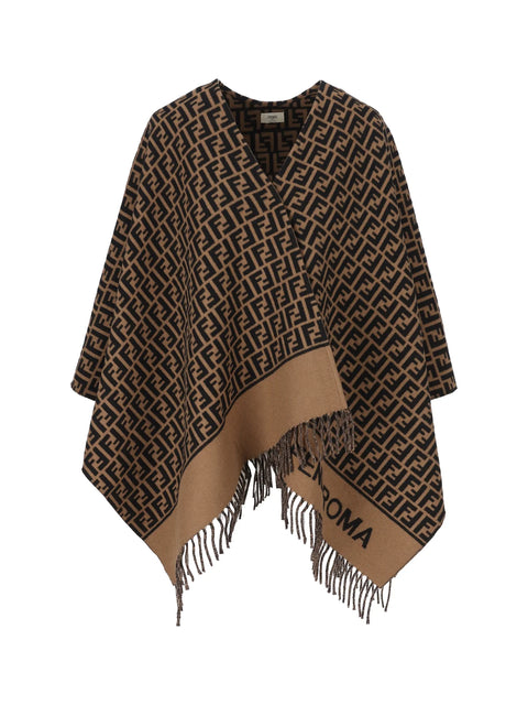 FF Jacquard Fringed Poncho