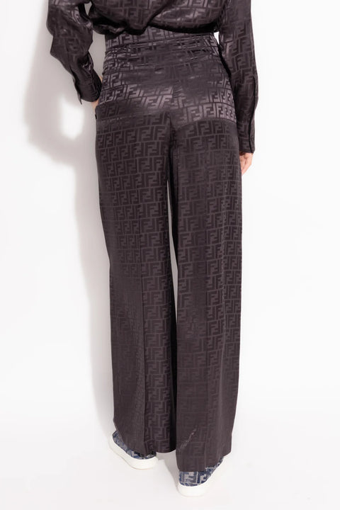 FF Jcquard High-Waist Straight-Leg Trousers