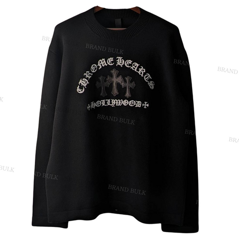 Chrome Hearts   3 CH Cross Leather Patch Cashmere Sweater