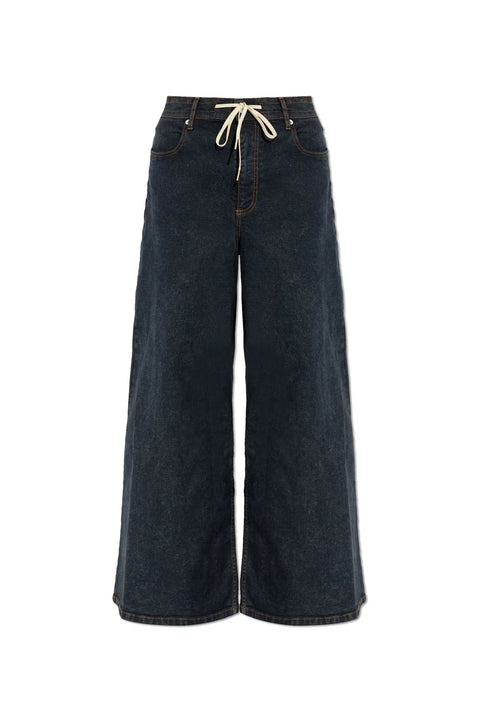 Drawstring Wide-Leg Jeans