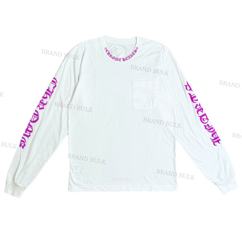 Chrome Hearts  Neck Letters Logo L/S T-Shirt (White × Purple)