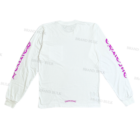 Chrome Hearts  Neck Letters Logo L/S T-Shirt (White × Purple)