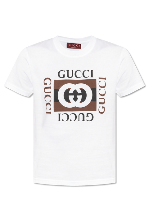 WHITE T-shirt with printed logo