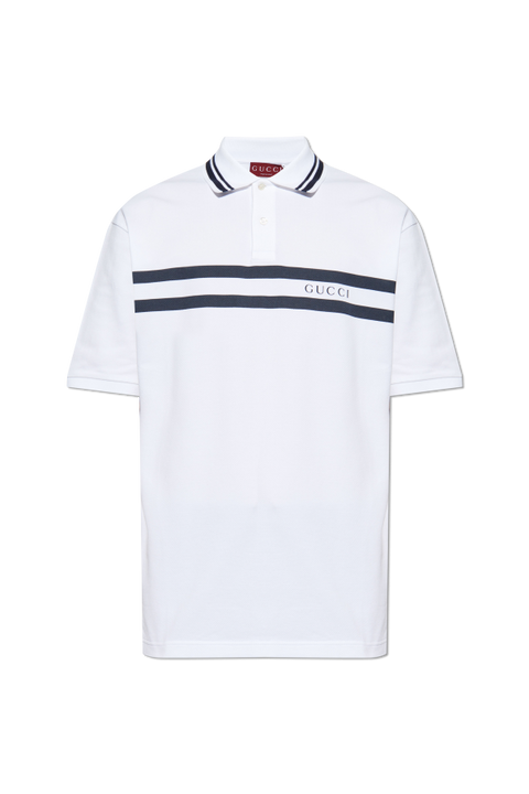 Cotton polo shirt with Gucci print