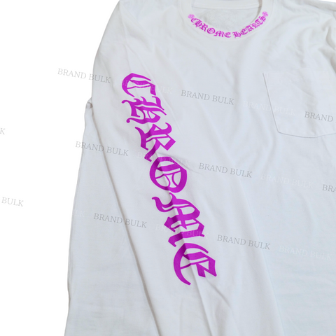 Chrome Hearts  Neck Letters Logo L/S T-Shirt (White × Purple)