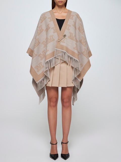 Frine safety-pin wool poncho