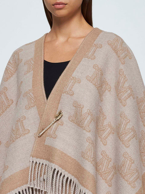 Frine safety-pin wool poncho