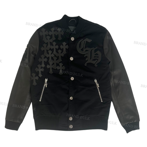 Chrome Hearts LETTERMAN Leather Jacket  with Cemetery Cross & BS Fluer