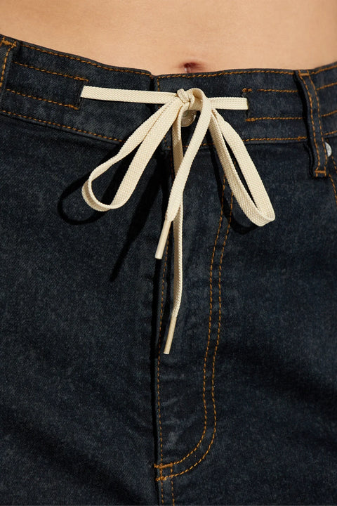 Drawstring Wide-Leg Jeans