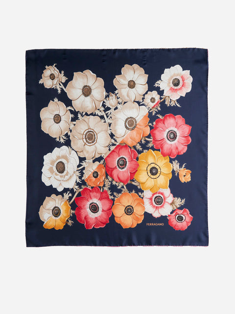 Anemones print silk scarf