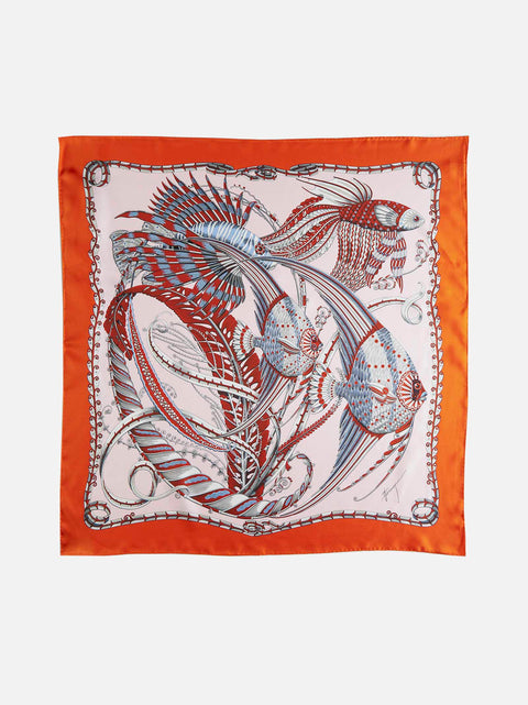 Fish print silk scarf