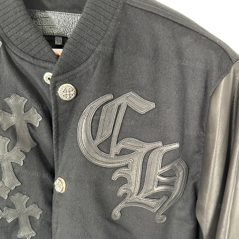 Chrome Hearts LETTERMAN Leather Jacket  with Cemetery Cross & BS Fluer