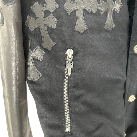 Chrome Hearts LETTERMAN Leather Jacket  with Cemetery Cross & BS Fluer