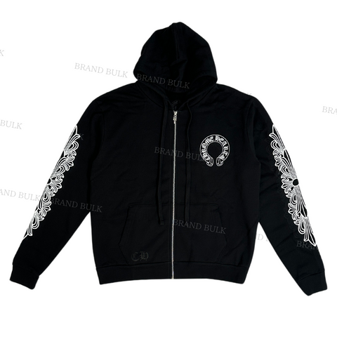 Chrome Hearts Floral Cross Horseshoe  Zip Hoodie