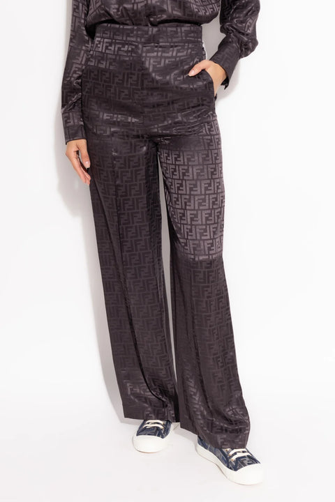 FF Jcquard High-Waist Straight-Leg Trousers