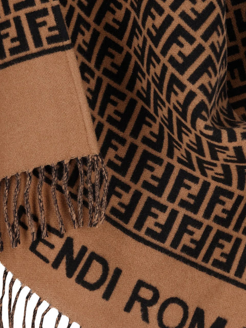 FF Jacquard Fringed Poncho