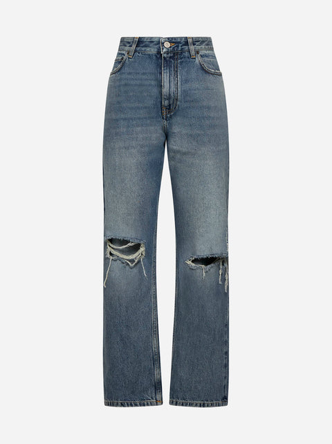 Side straps loose-fit jeans