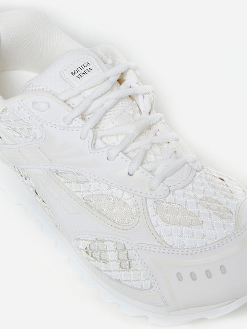 Orbit mesh and faux leather sneakers