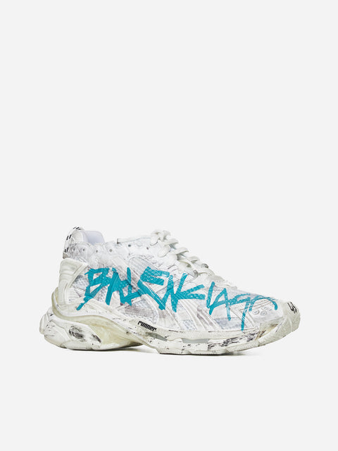 Runner mesh and faux leather sneakers