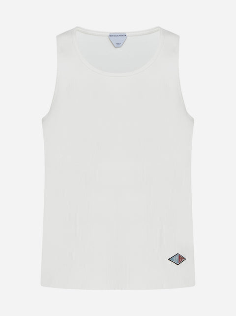 Logo-patch cotton tank top