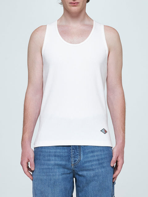 Logo-patch cotton tank top