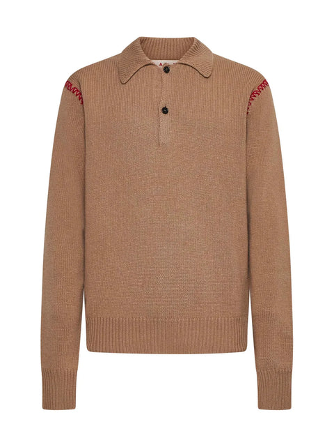 Long Sleeved Knitted Polo Jumper