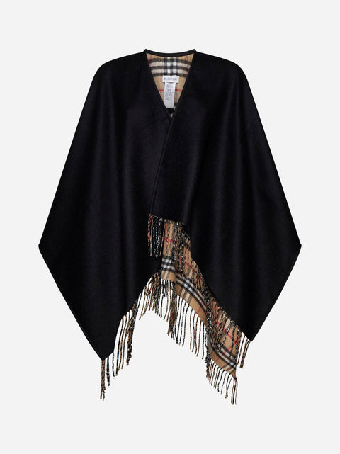 Check wool poncho