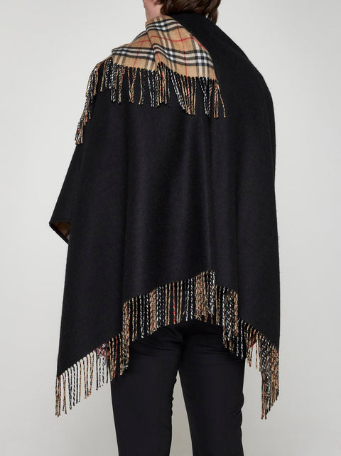 Check wool poncho