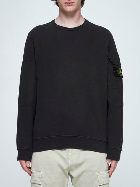 Sleeve-pocket cotton sweatshirt