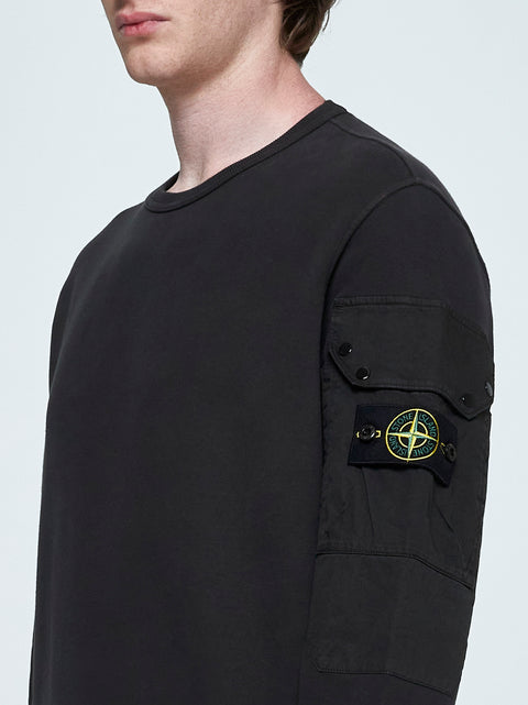 Sleeve-pocket cotton sweatshirt