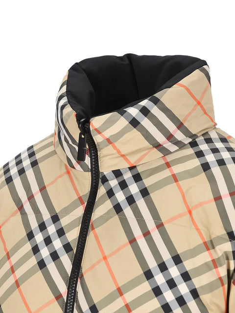 Reversible Checked Zipped Puffer Jacket