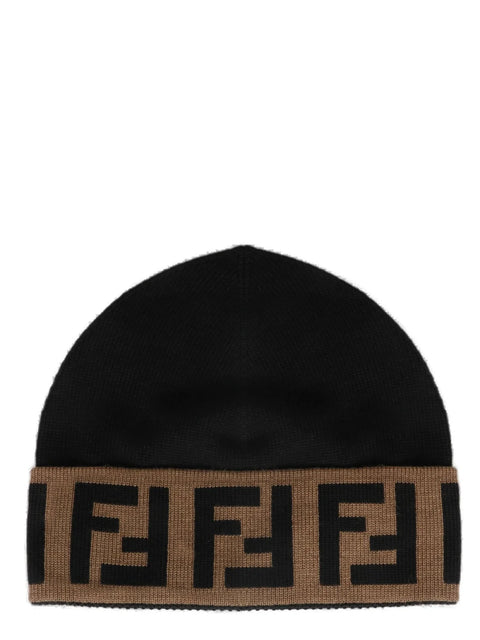 Monogram Detailed Turn-Up Brim Beanie