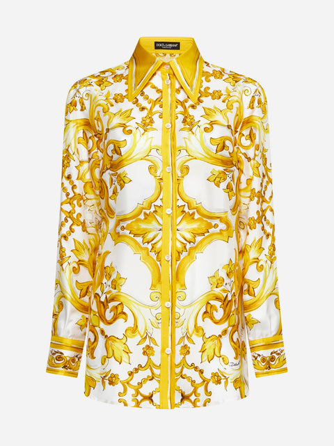 Majolica print silk shirt