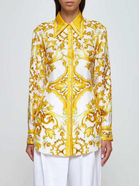 Majolica print silk shirt