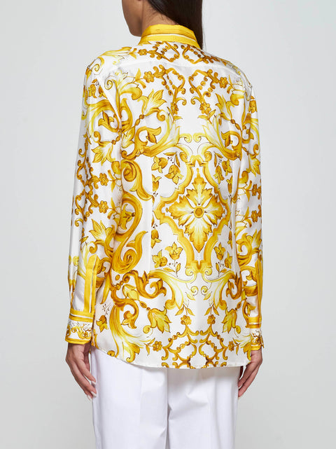 Majolica print silk shirt