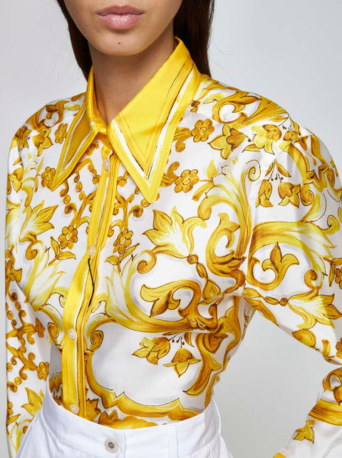 Majolica print silk shirt