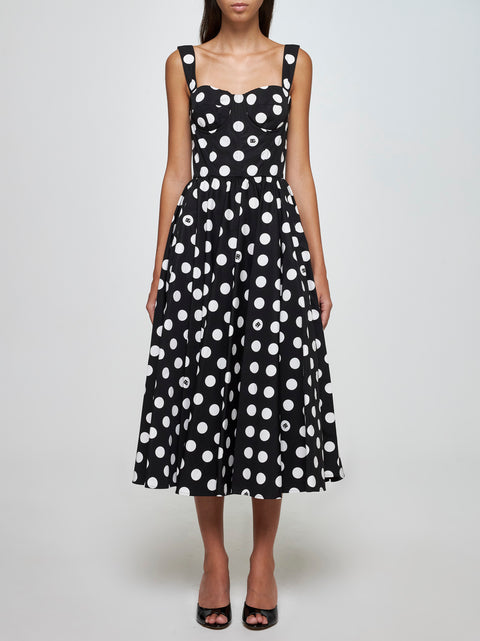 Polka dot print cotton dress