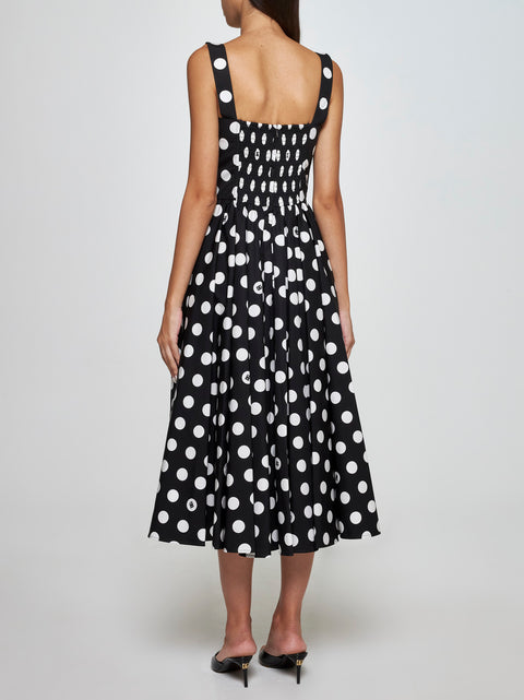 Polka dot print cotton dress