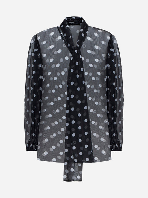 Polka dot print silk blouse