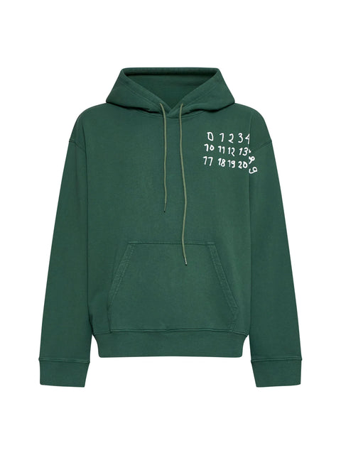 Numbers-Motif Drawstring Hoodie