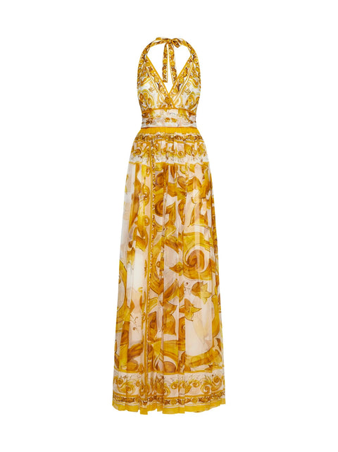 Majolica Printed V-Neck Maxi Dress