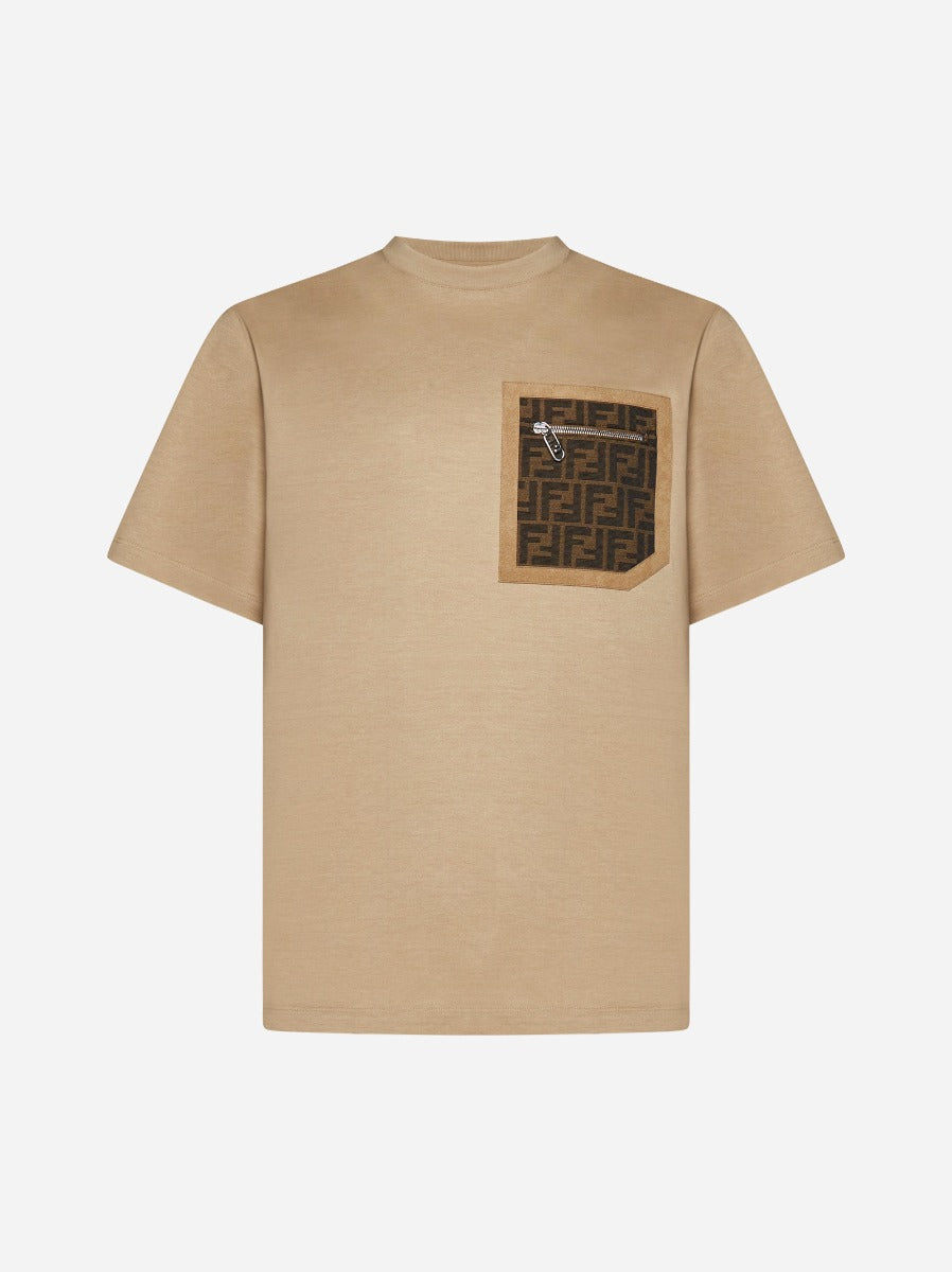 Tシャツ・カットソー FENDI FF COTTON BLEND KNITTED T-SHIRT FENDI FF-pattern Knitted T-shirt | White | FARFETCH ZA
