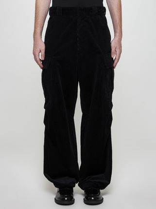 Black Corduroy Cargo Trousers