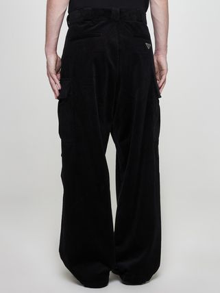 Black Corduroy Cargo Trousers